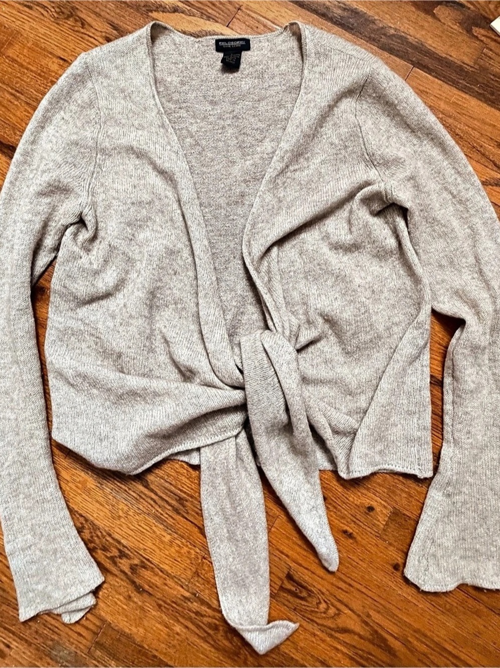 Philosophy Cashmere Tie-Front Cardigan Beige Size Large